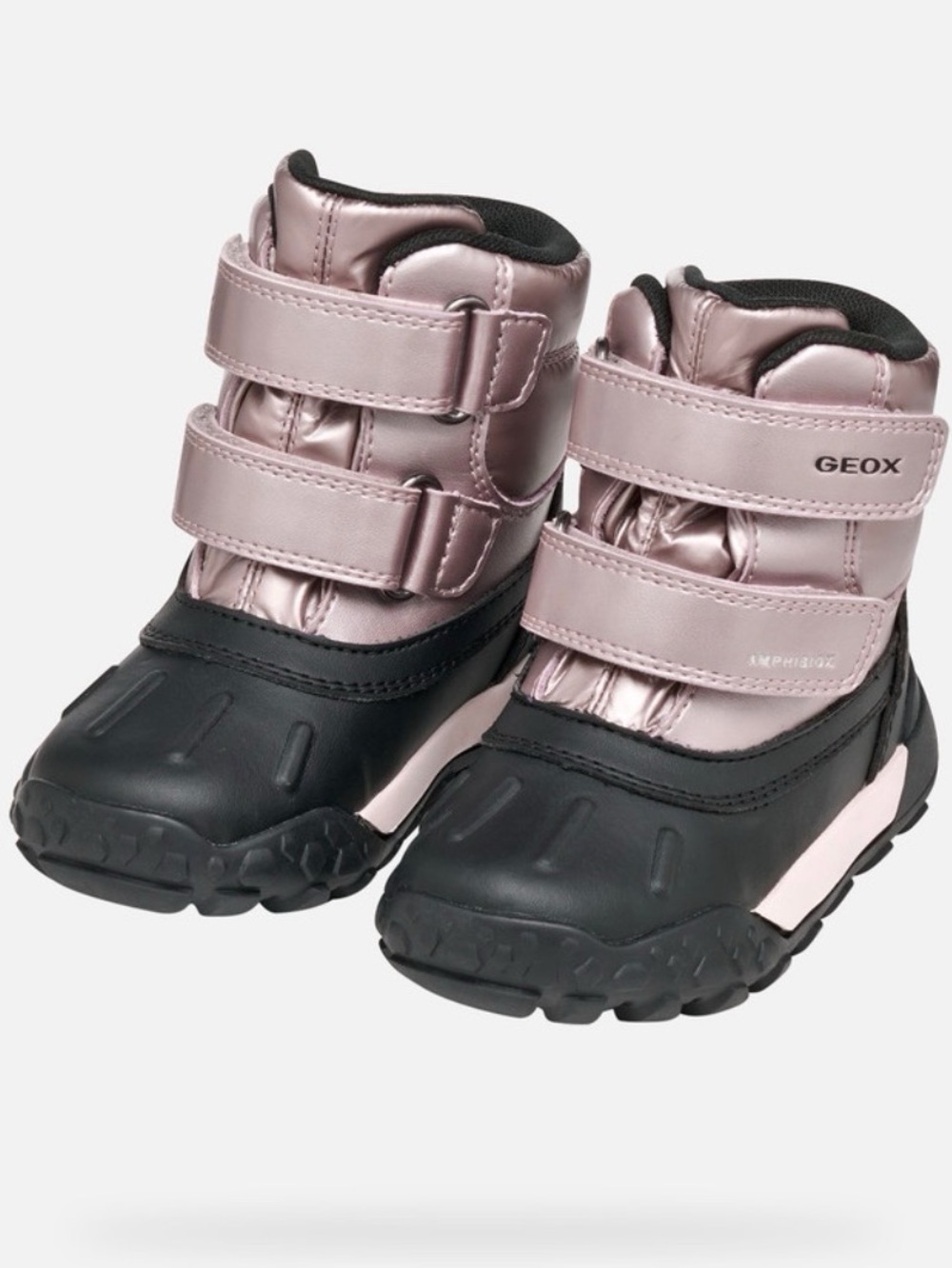 Geox Kids Metallic Pink and Black Waterproof Booties